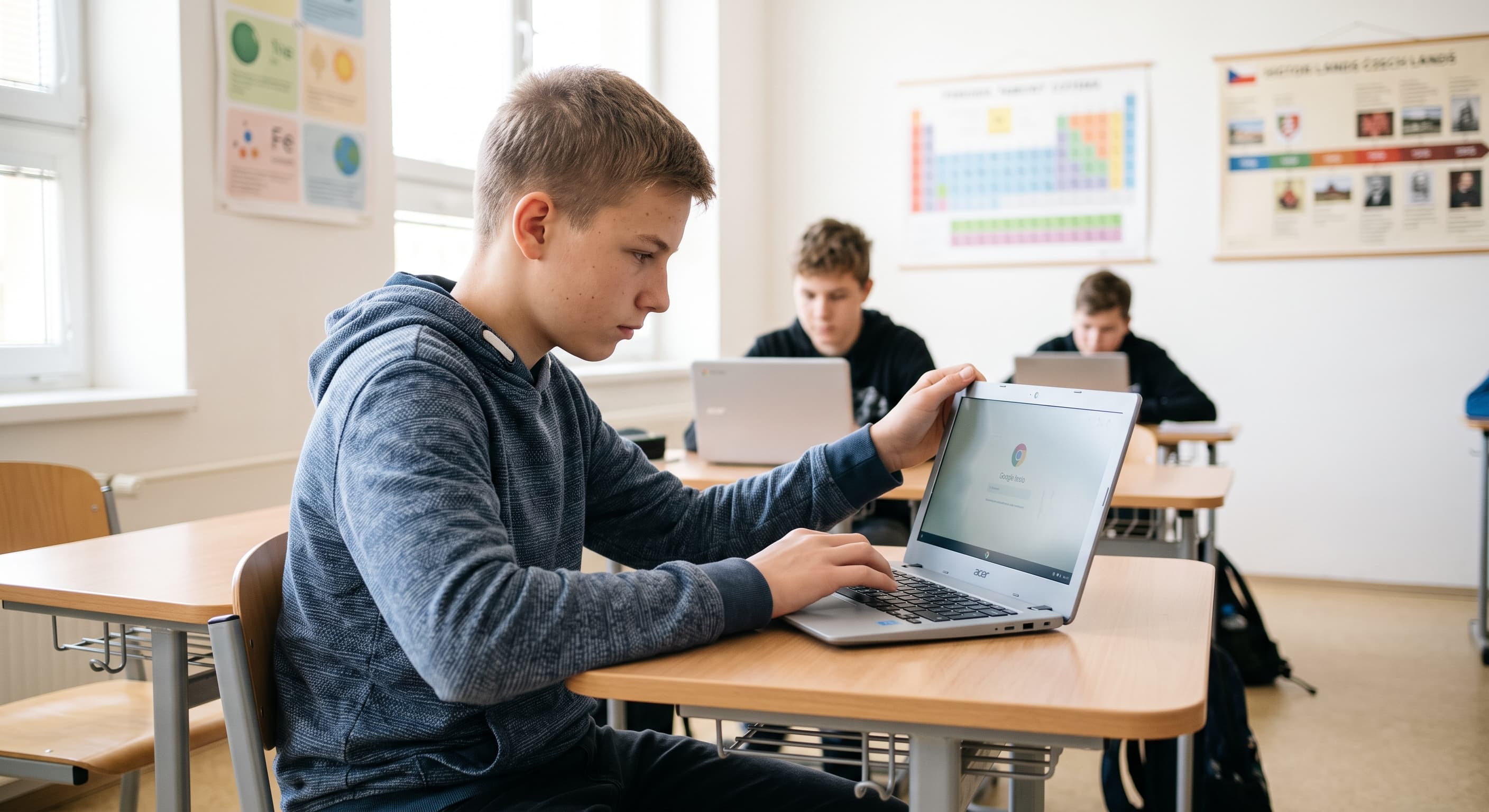 Chromebooky ve školní třídě